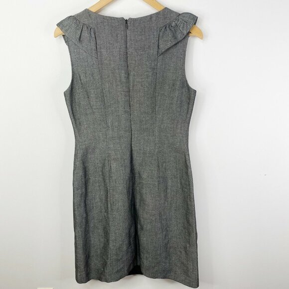 Calvin Klein Womens Size 8 Gray Sheath Dress Sleeveless Pockets Ruffle Career - Picture 3 of 3